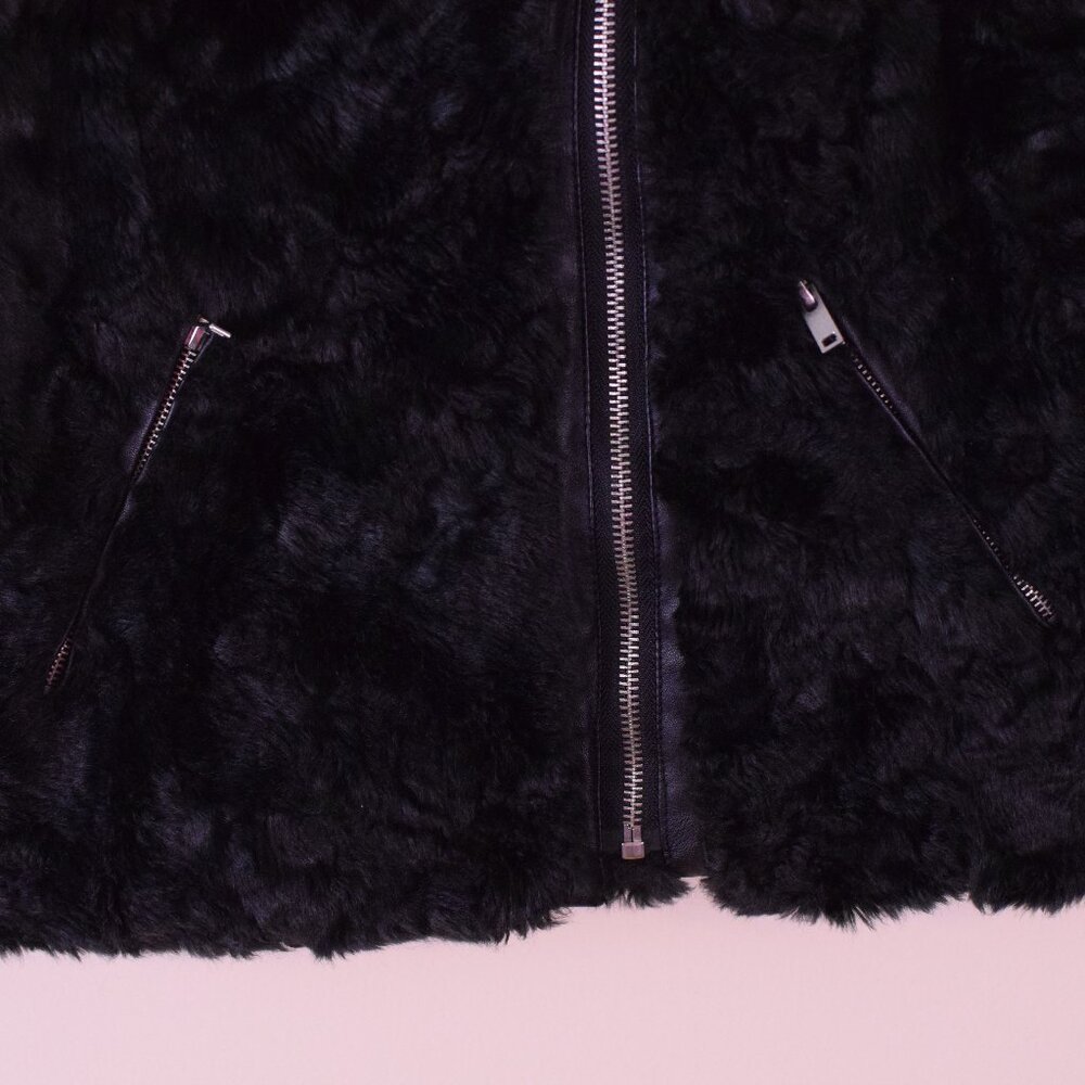 Zara Girls Black Fur Zipper Vest Y2K Winter Fall Warm Cozy Outerwear Grunge 9/10 - Picture 3 of 8